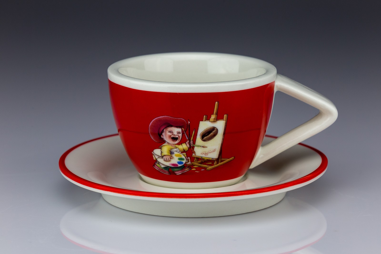 Porcelánový šálek Raffaello s červeným lemem – velký